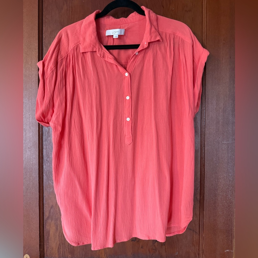 LOFT Women's Vibrant Coral Blouse